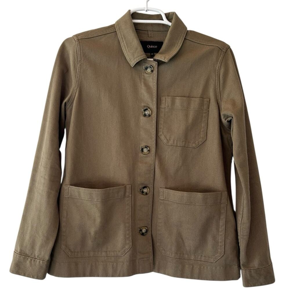 Quince Organic Comfort Stretch Core Jacket in Olive Green
Size XS